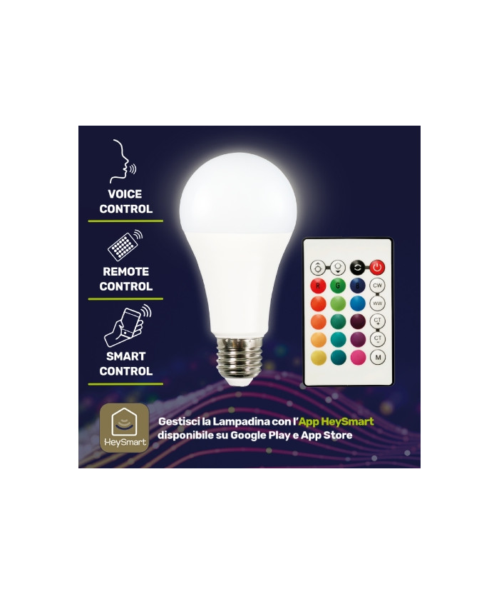 HEYBULB LAMPADINA SMART WI-FI LED GOCCIA E27 RGB E CCT CON TELECOMANDO